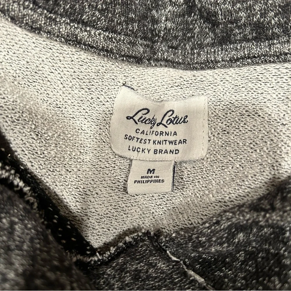 Lucky Brand Lucky Lotus Y2K Womens‎ Gray Knit Hooded Sweater Medium Metallic